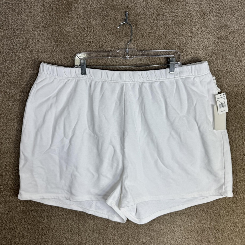 Good American Shorts Womens 4XL 7 White Oversize Short Sweat‎ Lounge Elastic